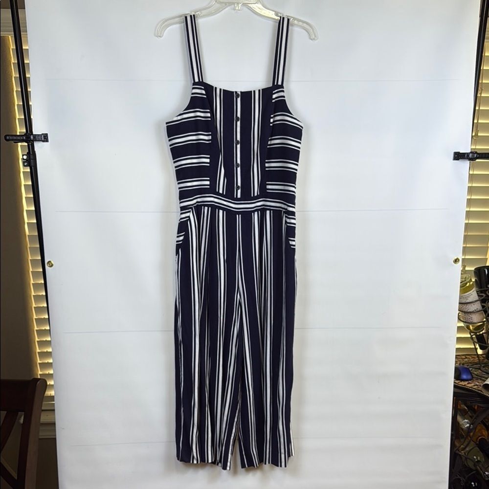 1. State Blue and White Striped Jumpsuit